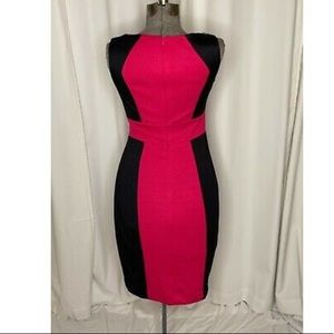 London Times Hot pink and black color block jersey dress womens dress size 6